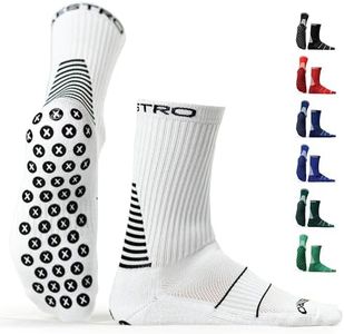 Maestro Grip Socks – Anti-Slip Socks for Men and Women – Soccer, Football, Basketball, Hockey Non-Slip Socks, White, Medium