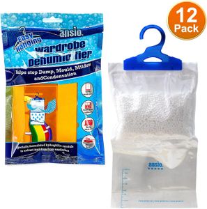 ANSIO Wardrobe Dehumidifier Bags, 12-Pack Moisture Absorbers