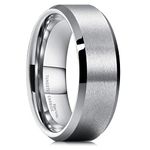 King Will BASIC Men's 7MM Classic Tungsten Carbide Ring Matte Brushed Wedding Engagement Band(9.5)