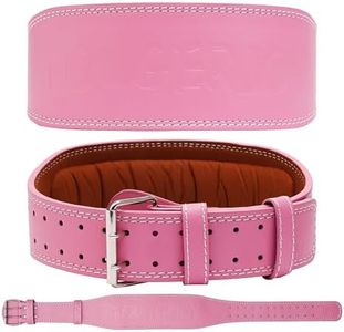 Leather Weight Lifting Belt for Women and Girl 4 Inches Padded Lumbar Support Belt for Workout Training with Adjustable Buckle