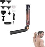 Electric Back Shaver for Men, 4-in-1 Body Hair Trimmer Grooming Kit Waterproof LED Display Cordless Back Hair Groomer Razor for Men with Extendable Long Handle