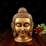 Vintage Gulley Brass Buddha Head I Lord Buddha Head Brass Idol Sculpture Statue | Meditating, Tranquil State | Home & Office Decor | Buddha Showpiece - Big Size