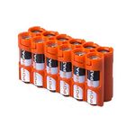 AA Battery Storage Caddy by Storacell, Orange, Holds 12 Batteries (Not Included)