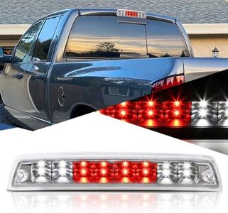 Auto Dynasty Dual Row LED 3rd Third Brake Cargo Light Rear Center High Mount Stop Lamp Compatible with Dodge Ram 1500 2500 3500 1994-2002, Chrome Housing Clear Lens