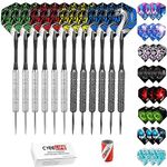 CyeeLife Steel tip Darts 20g,Nylon Shafts+36 Flights(12 Designs)+Sharpener,for 4 Beginners