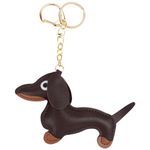 COLOFALLA Sausage Dog Gifts Dog Keyring Dachshund Gifts Brown Leather Dachshund Keyring for Dachshund Lovers Christmas Birthday (Brown)