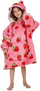 THREE POODLE Wearable Blanket Hoodie for Kids, Oversized Sherpa Sweatshirt Blanket with Giant Hood, Warm Cozy Hooded Blanket, Cute Gifts for Kids Girls Boys