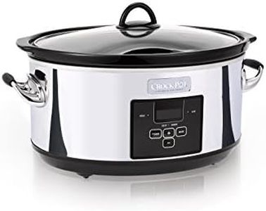 Crock-Pot 7 Quart Programmable Slow Cooker with Digital Timer, Food Warmer, Polished Platinum, Perfect for Everyday Meals and Entertaining