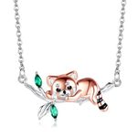 POPLYKE Red Panda Necklace 925 Sterling Silver Red Panda Pendant Necklace Red Panda Jewelry Gifts for Women Girls(Red Panda)