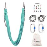 SKYPHAROS 5.5 Yards Aerial Silks Yoga Swing Set - Aerial Yoga Hammock Kit Anti-Gravity Flying Trapeze for Fitness, Low/Non Stretch Nylon Tricot Fabric Hardware Included for Dance