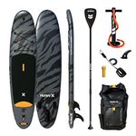 Hurley Advantage 10' Stand Up Paddle Board with Hikeable Backpack, Air Pump, Adjustable Floating Paddle, Coiled Leash, Fin & Repair Kit (Black Tiger)