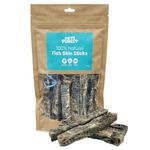 Pets Purest Fish Skin Dog Treats - Air-Dried Fish Skins for Dogs. Dog Chew Fish Sticks for Dogs Teeth, Joints, Skin & Coat Health. 100% Natural Dog Treats with Benefits 200g