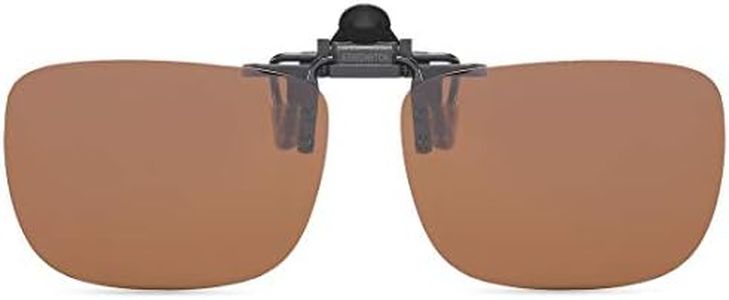 CAXMAN Polarized Clip On Sunglasses Over Prescription Glasses for Men Women UV Protection Flip Up Brown Lens Large