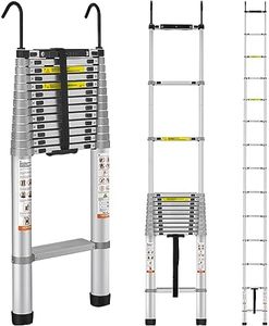 VEVOR Telescoping Ladder, 5.6M/18.5 FT Aluminum One-Button Retraction Collapsible Extension Ladder, 400 LBS Capacity with Non-Slip Feet, Portable Multi-Purpose Compact Ladder for Home, RV, Loft