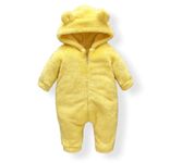 First Kick Unisex Baby Flannel Jumpsuit Classical Style Panda Snowsuit Hooded Romper dangri Outwear (Yellow, 3-6 Months)