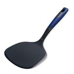 Tasty Everyday Pancake Turner with Flattened Edges, Extra Large Spatula, Soft-Touch Handle, Making & Serving Pancakes Crêpes, Suitable for Coated Pans, Dimensions: 34x15x6cm, Colour: Dark Blue, Grey