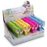 Astrowinter Kids Scissors (48 Count Teacher Pack, Rounded-tip, 14 cm) - 5.5'' Soft Touch Blunt School Student Scissors Shears AW-003-CA-R48-A