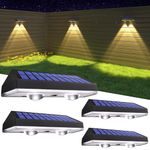 HAMLITE Solar Fence Lights Outdoor Garden,Solar Wall Lights Outdoor Waterproof,Bright Solar Powered Garden Fence Lights 3 Color Modes for Outside Deck Patio Decking Gate Yard Decoration-4Pack