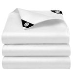 EEATUZTL 20x20FT Tarps Heavy Duty Waterproof,16 Mil Thick UV Resistant Bâche Imperméable Exterieur,Poly Tarpaulin Heavy Duty Large Tarp Outdoor for Firewood Camping Roof Patio,White