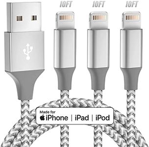 iPhone Charger 3pack 10FT Apple MFi Certified Long Lightning Cable Fast Charging High Speed Data Sync USB Cable Compatible iPhone 14 13/12/11 Pro Max/XS MAX/XR/XS/X/8/7/Plus/6S (Grey White)