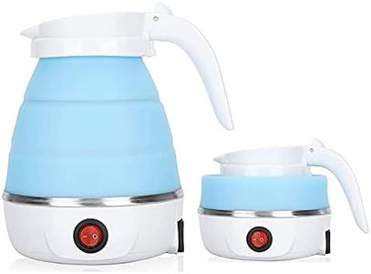 LXTaoler Foldable Electric Kettle,Travel Portable Kettle, Foldable Silicone Electric Kettle, 600ml Insulation Heating Boiler Tea Pot for Camping, Blue
