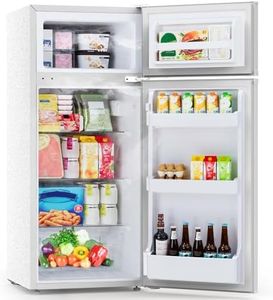 Electactic 4.5 Cu.Ft Mini Fridge with Freezer, 2-Door Compact Refrigerator With 2 Removable Shelves, 3 Level Adjustable Thermostat, Quiet Efficient for Kitchen, Office, Dorm, Apartment-Classic White