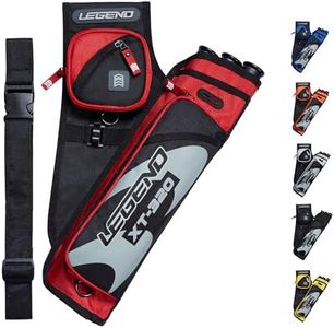 Legend XT320 Archery Quivers - Left Handed Nylon Hip Quivers with 3 Arrow Tube Cases for Target Shooting - Adjustable Waist Belt, T-Slot, Compartments for Accessories, Tools, Release Tab - Red