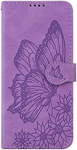 Nodigo Cuir Coque pour iPhone 6/6s/7/8/SE 2020 Antichoc avec Support Clapet Design Silicone Papillon Motif Drôle Étui Bumper 360 Kickstand Case Cover Housse Fille Femme Homme Portefeuille - Mauve