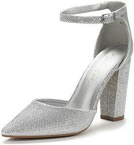 DREAM PAIRS Women's Coco Pointed Toe High Heels Pump Shoes,Size 5.5,Silver/Glitter,Coco