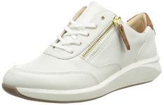 Clarks Womens Un Rio Zip Sneaker, White Leather, 6.5 UK