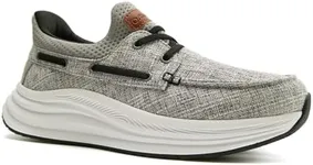 OrthoComfoot Men's Orthopedic Tennis Shoes: Plantar Fasciitis Heel Spur Flat Feet Neuropathy High Arch Supportive Sneakers, Vintage Outdoor Travel Driving Canvas Loafers Light Grey Size 11.5