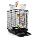 Yaheetech Metal Open Top Bird Cage for Small Parrot Finch Canary Canary Parakeet Cockatiel Travel Cage Black