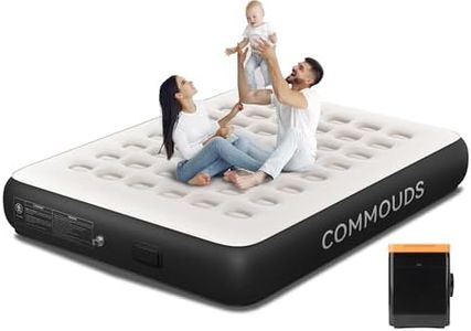 COMMOUDS Queen Air Mattress with Built-in Battery Powered Removable Pump, 13" High Inflatable Mattress, Portable Blow up Mattress, Air Bed for Camping, Home and Guest
