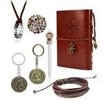 Uncharted 4 Necklace Leather Bracelet Drake Engraved Skull Gold COIN Pendant Movie Stickers Vintage Nautical Leather Writing Journal Notebook 31 pcs, Alloy, Leather