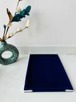 DOOR STEP SHOPPING t Velvet Jewelry Tray, Grids Large Storage Tray for Bracelet Bangle Beads Display (Blue, Small)