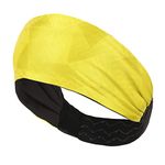 ReDesign Apparels Best Lightweight Headband Workout Sweatbands for Men & Women (One Size, 1pc) Running, Yoga, Cycling, Tennis, Cricket, Badminton | Sports Unisex Hair Band (Geometric Yellow)