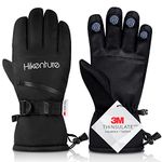 HIKENTURE Ski Gloves Snow Gloves for Men&Women-3M Thinsulate Snowboard Gloves Waterproof Winter Snow Gloves for Cold Weather(Black L)