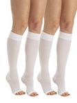 Relaxsan Antiembolism M0350A (2 Pairs - White, XL) Open-toe anti-embolism knee high socks - K1-18-23 mmHg