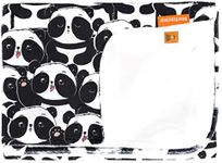 Dear Baby Gear Deluxe Baby Blankets, Double Layer, Black and White Happy Pandas, Smooth Minky, White