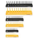 OEMTOOLS 22238 6 Piece SAE and Metric Socket Tray Set, SAE and Metric Socket Storage for Sizes 1/4", 3/8”, and 1/2" Drive, Socket Holders and Socket Organizer Tray for Toolbox, Black and Yellow