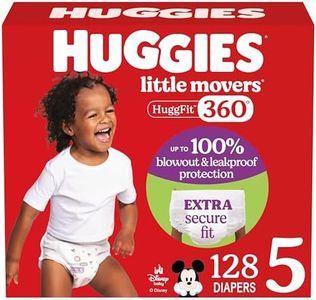 Huggies Size 5 Baby Diapers, Little Movers HuggFit 360° Baby Diapers with 360° Waistband, Size 5 (27+ lbs), 128 Count, Packaging May Vary