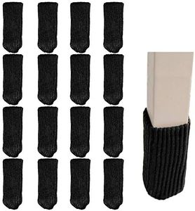 aoozleny 16pcs Furniture Leg Socks, Protectors Knitted Chair Leg Cover Moving Easily and Reduce Noise Wood Floor Protectors (Black)