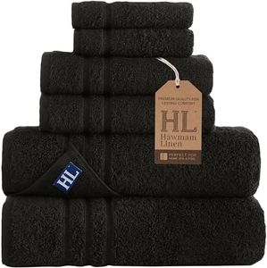 Hawmam Linen Black 6 Piece Bath Towels Set for Bathroom Original Turkish Cotton Soft, Absorbent and Premium 2 Bath Towels, 2 Hand Towels, 2 Washcloths