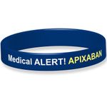 The ID Band Company Medical Alert! Taking Apixaban Silicone Wristband (Medium, Blue)
