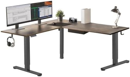 Mount-It! L Shaped Standing Desk - Extra Large 75" x 63" Electric Corner Standing Desk, Height Adjustable from 28.3" to 46.5", 3 Memory Settings, Black Solid Steel Frame, Rustic Tabletop