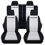 Totally Covers Compatible with 2011-2014 Ford Mustang 2-Tone Seat Covers with Your Name/Text: Black & White - Full Set (22 Colors) Coupe/Convertible V6/GT Solid/Split Bench 50/50 5th Gen