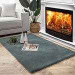 Luxe Home Rabbit Fur Ultra Soft Anti Slip Skid Ruffle Carpet for Living room Door 3x5 FT (Seige) Pc 1