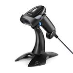 Eyoyo 1D 2D USB Wired Barcode Scanner with Stand, Handheld Scanner for Inventory Management, Portable Bar Code/QR Code Reader Screen Scanning Auto Sensing- Handsfree Scanner