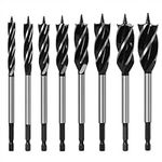 Yuentoen 8 Piece Auger Drill Bit Set,Hex Long Shank Woodworking Support Drill Bits, Steel Wood Boring Bits 4 Flute Fast Cut Drilling Tool Hole Cutter for Softwood, Hardwood, Plastic