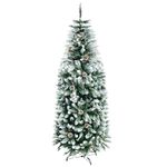 MuRealy Pencil Christmas Tree 5ft - Upgraded Artificial Slim Christmas Tree, 400 Branch Tips & Metal Stand for Home, Pine Cones, Suitable for Outdoor, Indoor, Office, Festival Decoration